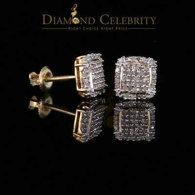 DiamondCelebritees 0.25ct Diamond 925 Silver Yellow Square Earring For Men's / Women's