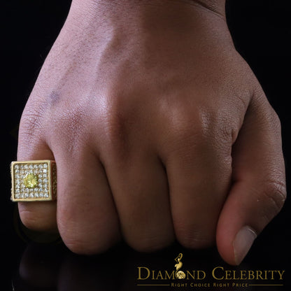 DiamondCelebritees 925 Sterling Yellow Silver Square Shape Cubic Zirconia 9.50ct Womens Ring Size7