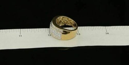 DiamondCelebritees 925 Sterling Yellow Silver 6.00ct Cubic Zirconia Round For Men's Ring Size 8