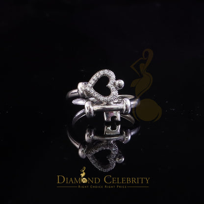 DiamondCelebritees 925 Sterling Silver 0.20ct Cubic Zirconia Promise Heart White Key Ring Size 7