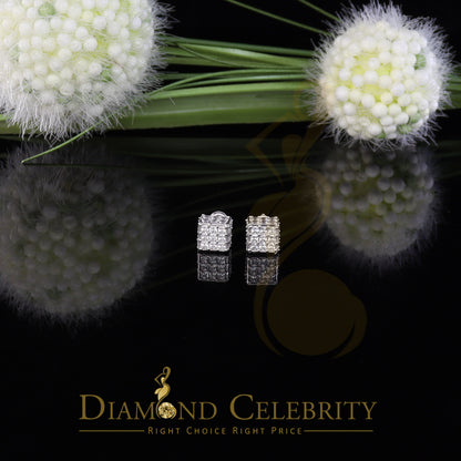 DiamondCelebritees  Hip Hop 925 White Silver 5.94ct Cubic Zirconia Women's & Men's Square Earrings