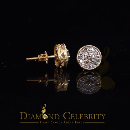 DiamondCelebritees Real 10k Yellow Gold Round Stud 0.50ct Earrings with Real Diamonds