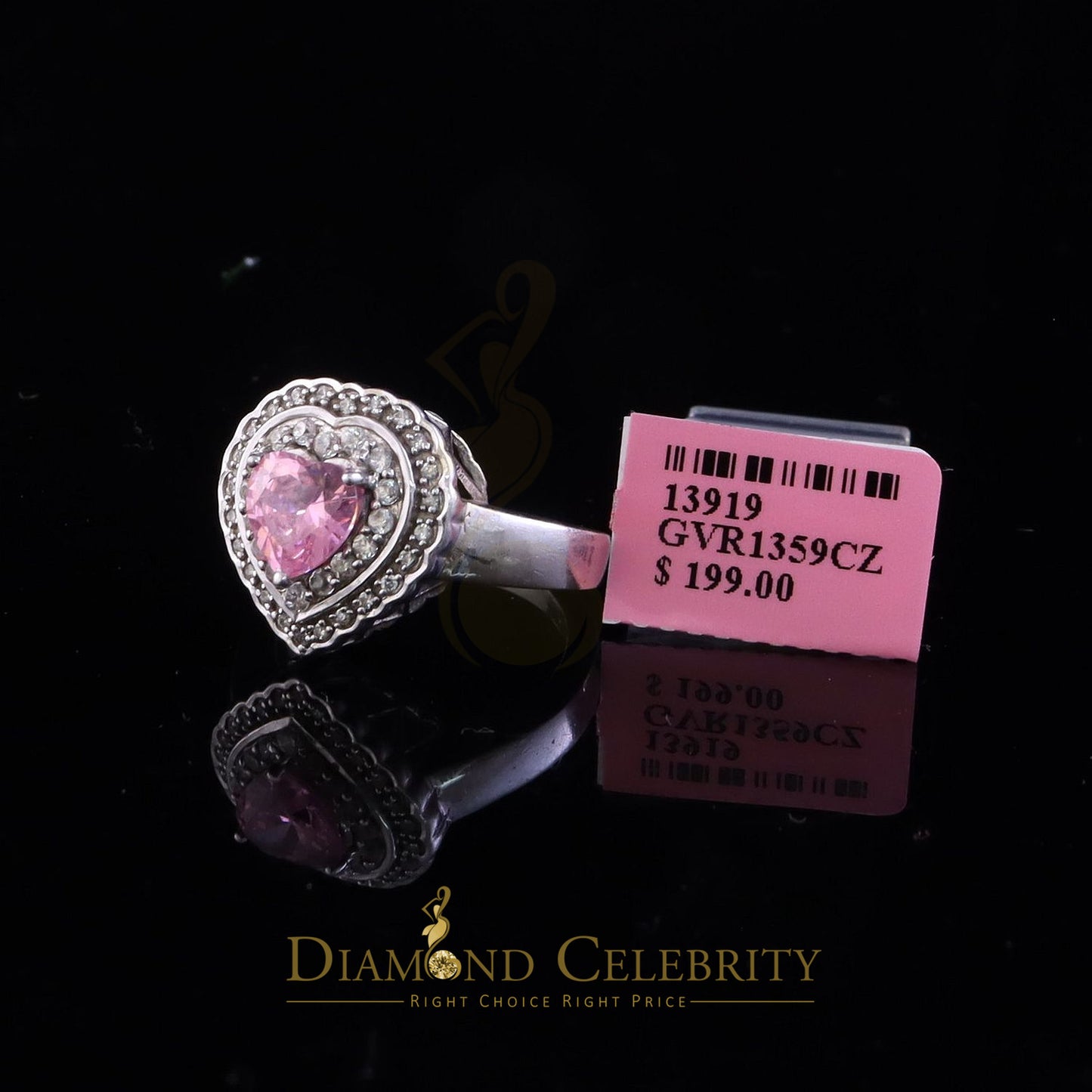 DiamondCelebritees 925 White Sterling Silver 3.90ct Cubic Zirconia Promise Heart Ring Size 7.5
