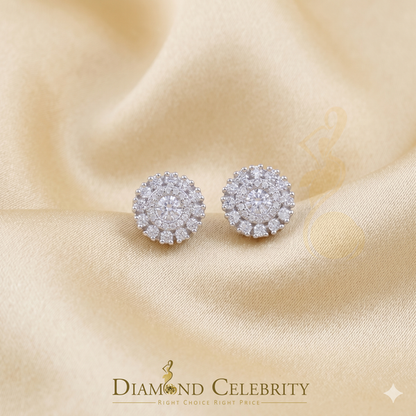 Diamondcelebritees 1.00ct VVS 'D' Moissanite Men's/Womens 925 Silver White Floral Stud Earrings