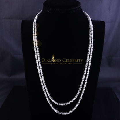 DiamondCelebritees Tennis Men's Necklace 925 Silver White 40ct Moissanite size 22inch & Width 3mm