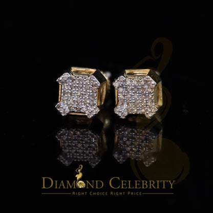 DiamondCelebritees 0.20ct Diamond Yellow 925 Sterling Silver Stud Earrings For Women's And Men's