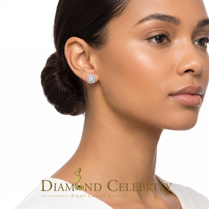DiamondCelebritees 925 Sterling Silver 0.35ct Diamond For Women's/ Men's White Stud Round Earrings