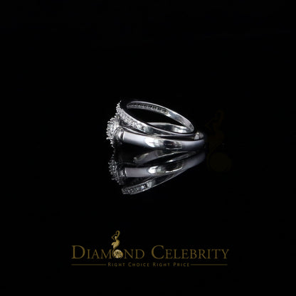 DiamondCelebritees 925 Women's White Silver 1.25ct CZ Round shape 2pcs Bridal /Engagement Ring SZ 7
