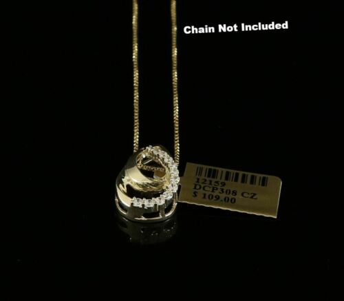 DiamondCelebritees Sterling Yellow Silver Pear Fashion Pendant with 0.00ct Cubic Zirconia Stone