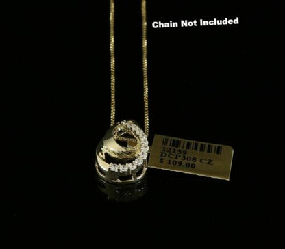 DiamondCelebritees Sterling Yellow Silver Pear Fashion Pendant with 0.00ct Cubic Zirconia Stone