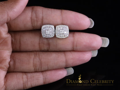 Diamondcelebritees White Square 925 Silver 1.00ct VVS 'D' Moissanite Stud Earring Men's/Womens