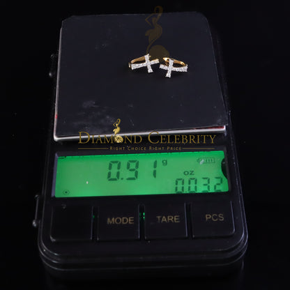 DiamondCelebritees Moissanite Stone 925 Silver Round Yellow Hip Hop Cross Stud Earring Men's/Womens