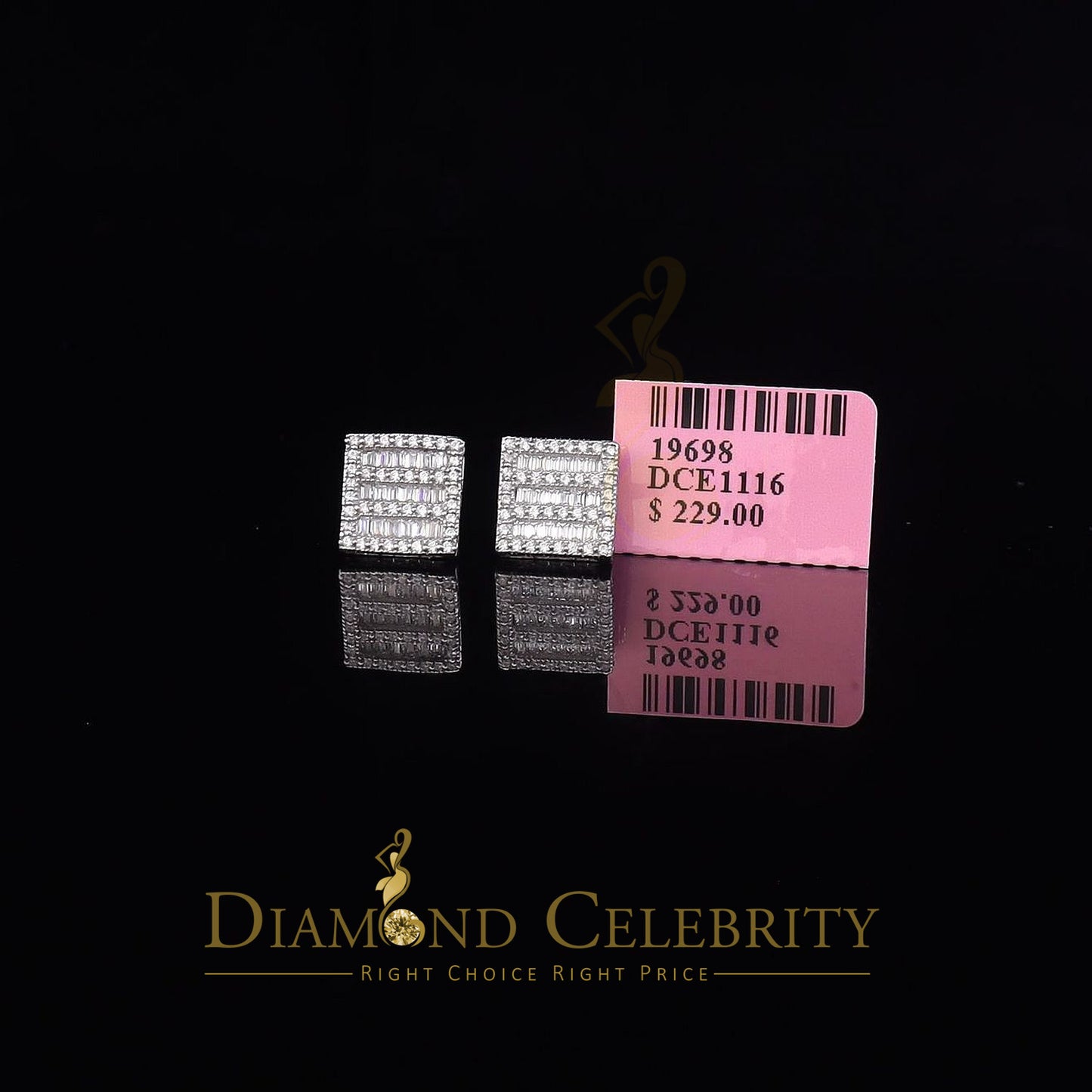 DiamondCelebritees  Hip Hop Screw Back White Silver 2.07ct Cubic Zirconia Women's & Men's Earrings