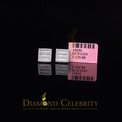 DiamondCelebritees  Hip Hop Screw Back White Silver 2.07ct Cubic Zirconia Women's & Men's Earrings