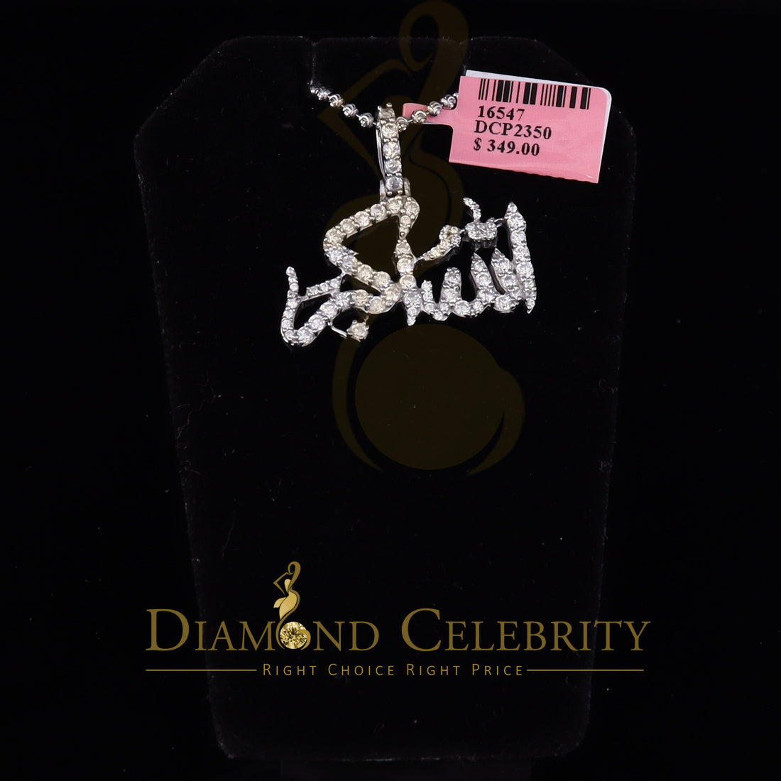 DiamondCelebritees White 925 Sterling Silver with allah-hu-Akbar Pendant 5.70ct Cubic Zirconia