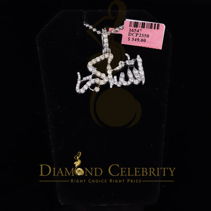 DiamondCelebritees White 925 Sterling Silver with allah-hu-Akbar Pendant 5.70ct Cubic Zirconia
