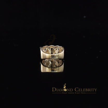 DiamondCelebritees 925 Sterling Silver Yellow Womens Ring Size 8 With Miami Cuban 0.33 CT Diamond