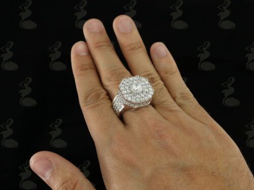 DiamondCelebritees 925 SilverJewelry White 16.0ct Cubic Zirconia Wide Octagon Men's Ring Size 9.5