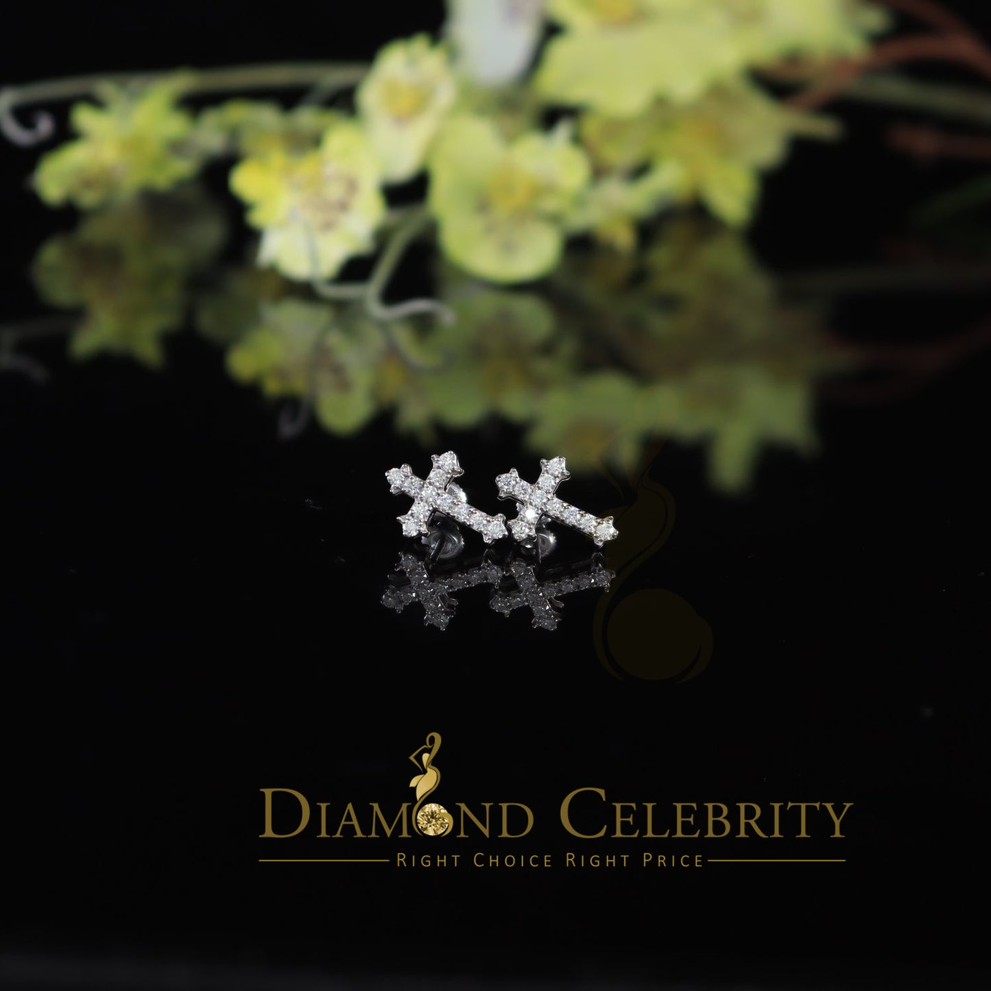 Diamondcelebritees 1.00ct Moissanite White 925 Sterling Silver Women's Cross Earrings