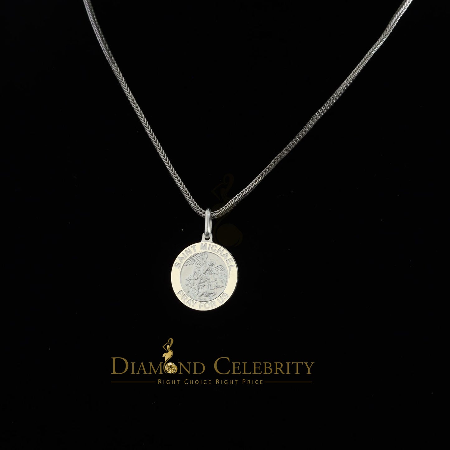 DiamondCelebritees 925 Sterling Silver White Religious Men's/Women's Saint Michael Pendant