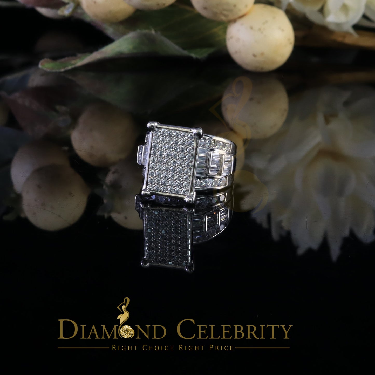 DiamondCelebritees 5.82ct Cubic Zirconia Cinderella 925 Silver White Engagement Women's Ring size 7
