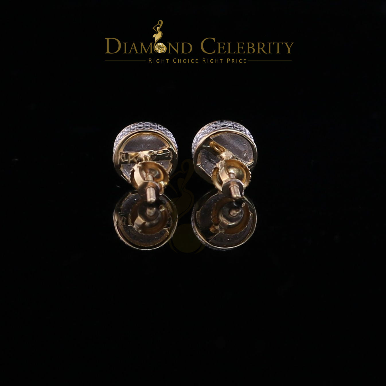 DiamondCelebritees 10K Real Yellow Gold Men's/Women's Real Micro Diamond 0.15CT Stud Earring