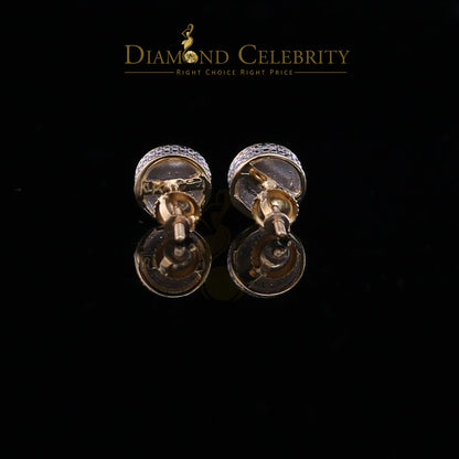 DiamondCelebritees 10K Real Yellow Gold Men's/Women's Real Micro Diamond 0.15CT Stud Earring