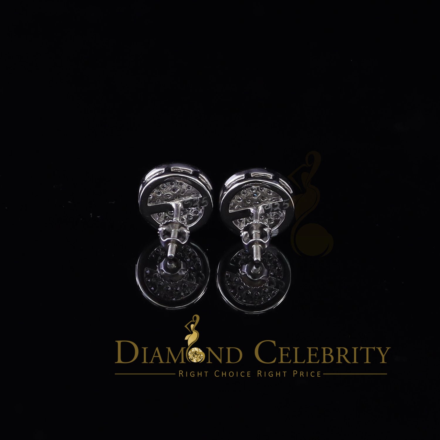 DiamondCelebritees  0.78ct Cubic Zirconia 925 White Silver Women's & Men's Hip Hop Round Earrings