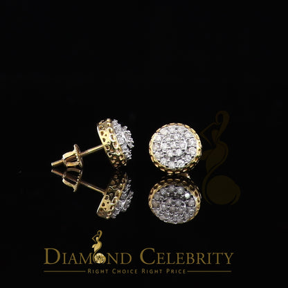 DiamondCelebritees 10K Real Yellow Gold with 0.33 CT Real Diamond Round Stud Earrings