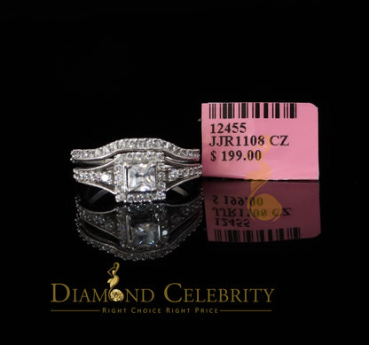 DiamondCelebritees 925 Sterling Yellow Silver 1.68ct Cubic Zirconia Square Ring Bridal Ring Size7