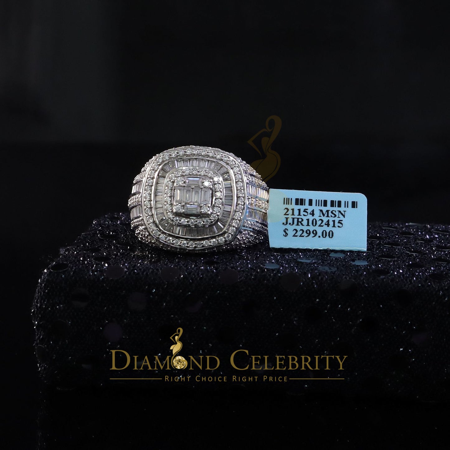 DiamondCelebritees 925 Sterling White Silver 5.50ct VVS 'D' Moissanite Round Rings SZ 10 for Men's