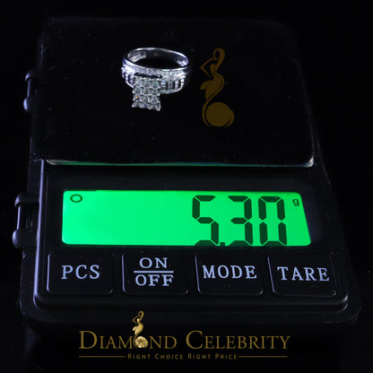 DiamondCelebritees 925 White Silver Square 1.10ct Cubic Zirconia Engagement Womens Ring Size 6.5