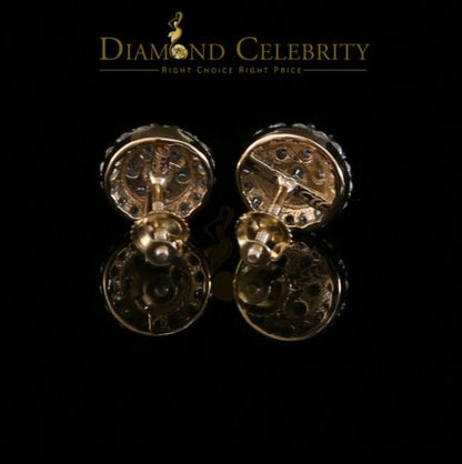 DiamondCelebritees  925 Yellow Silver 1.96ct Cubic Zirconia Women's & Men's Hip Hop Round Earrings