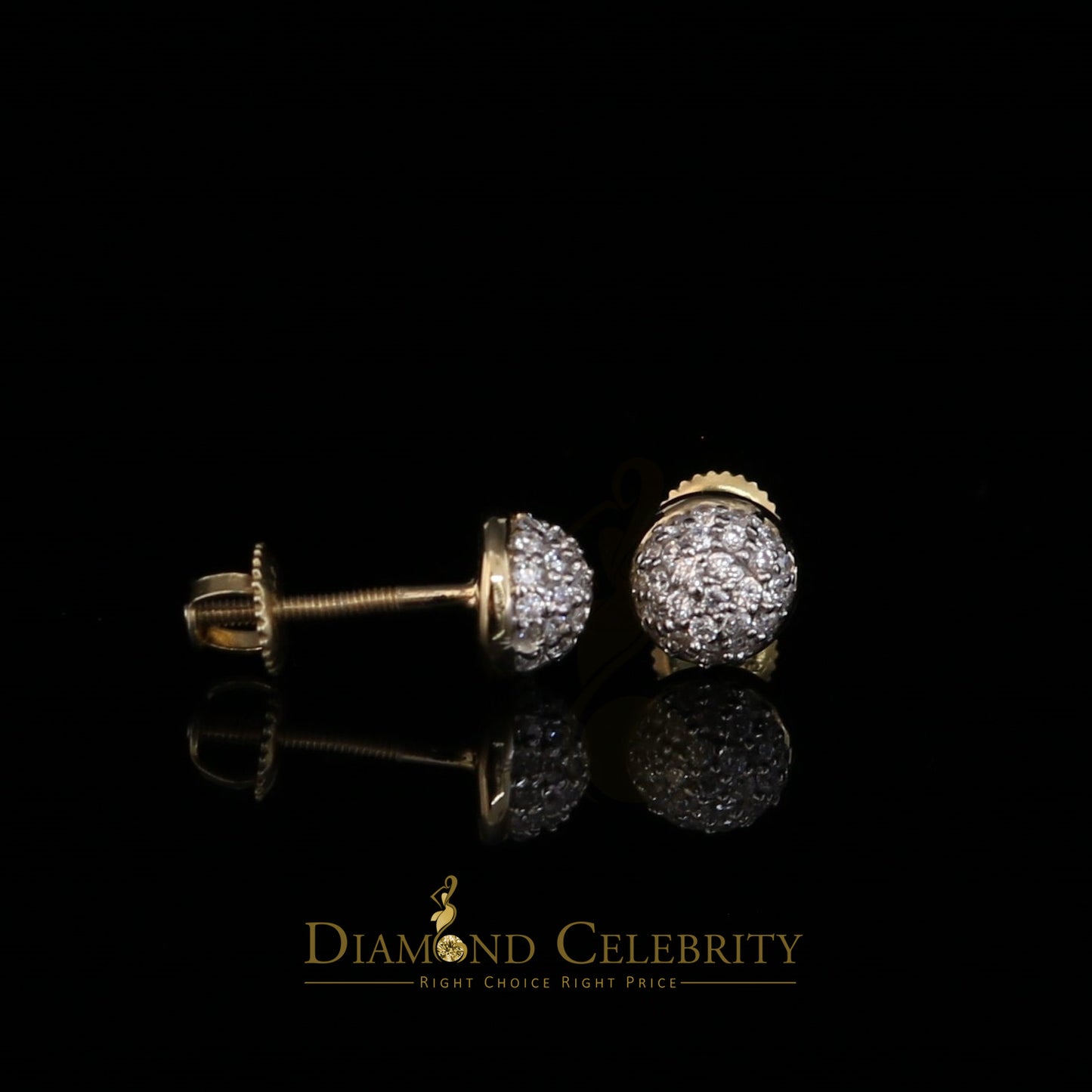 DiamondCelebritees  925 Yellow Sterling Silver 0.64ct Cubic Zirconia Round Women's Stud Earrings