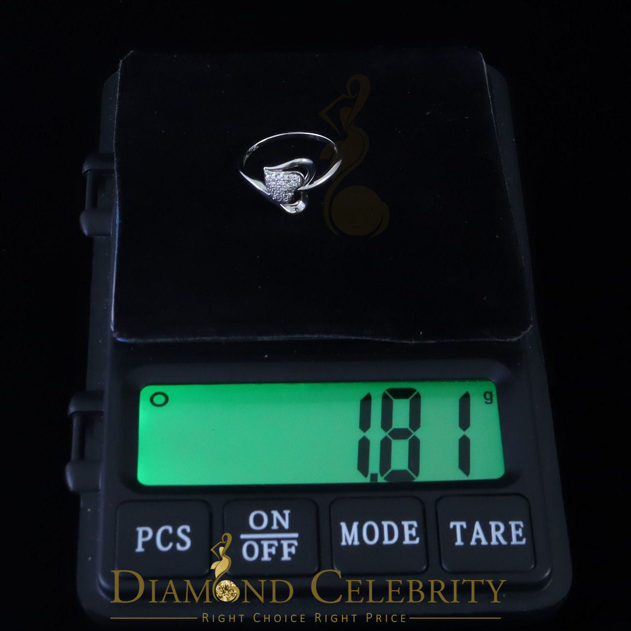 DiamondCelebritees 0.21 ct Cubic Zirconia 925 Sterling White Silver Heart Womens/Men's Ring Size 7