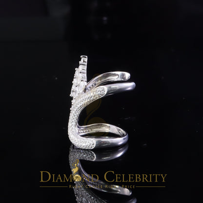 DiamondCelebritees Sterling White Silver 2.00ct Cubic Zirconia Cocktail Floral Womens Ring Size 6.5