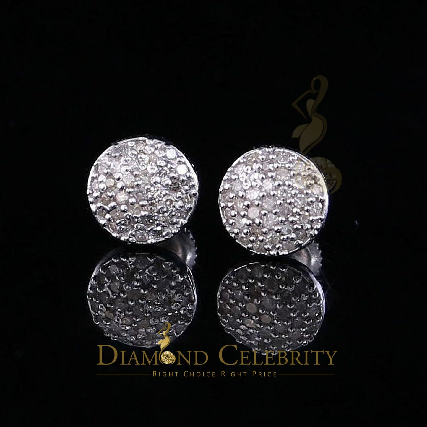 DiamondCelebritees 0.33ct Diamond Genuine 925 Sterling Silver White For Women's Round Earrings