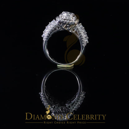 DiamondCelebritees White Sterling Silver 3.50ct Round Cubic Zirconia Double Bridal Womens Ring SZ7