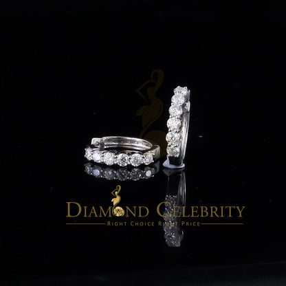 Diamondcelebritees Men's/Women's 925 Silver 1.50ct VVS 'D' Moissanite 1 row Stones Hoop Earrings