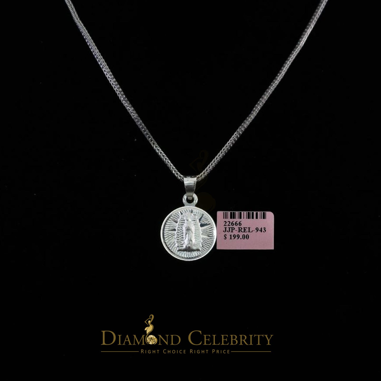 DiamondCelebritees Double Side Jesus & Gudalupe Men's/Women's Pendant Religious 925 Sterling Silver