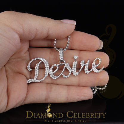 DiamondCelebritees White Desire Letter 925 Sterling Silver Pendant 2.49ct Cubic Zirconia stone