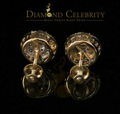 DiamondCelebritees  925 Yellow Sterling Silver 1.86ct Cubic Zirconia Round Women's Stud Earrings