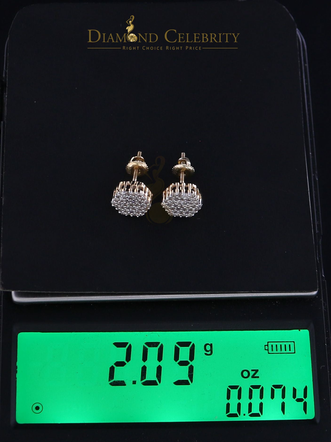 DiamondCelebritees Real Diamond 0.50CT 10K Real Yellow Gold Men's/Women's Stud Round Earring