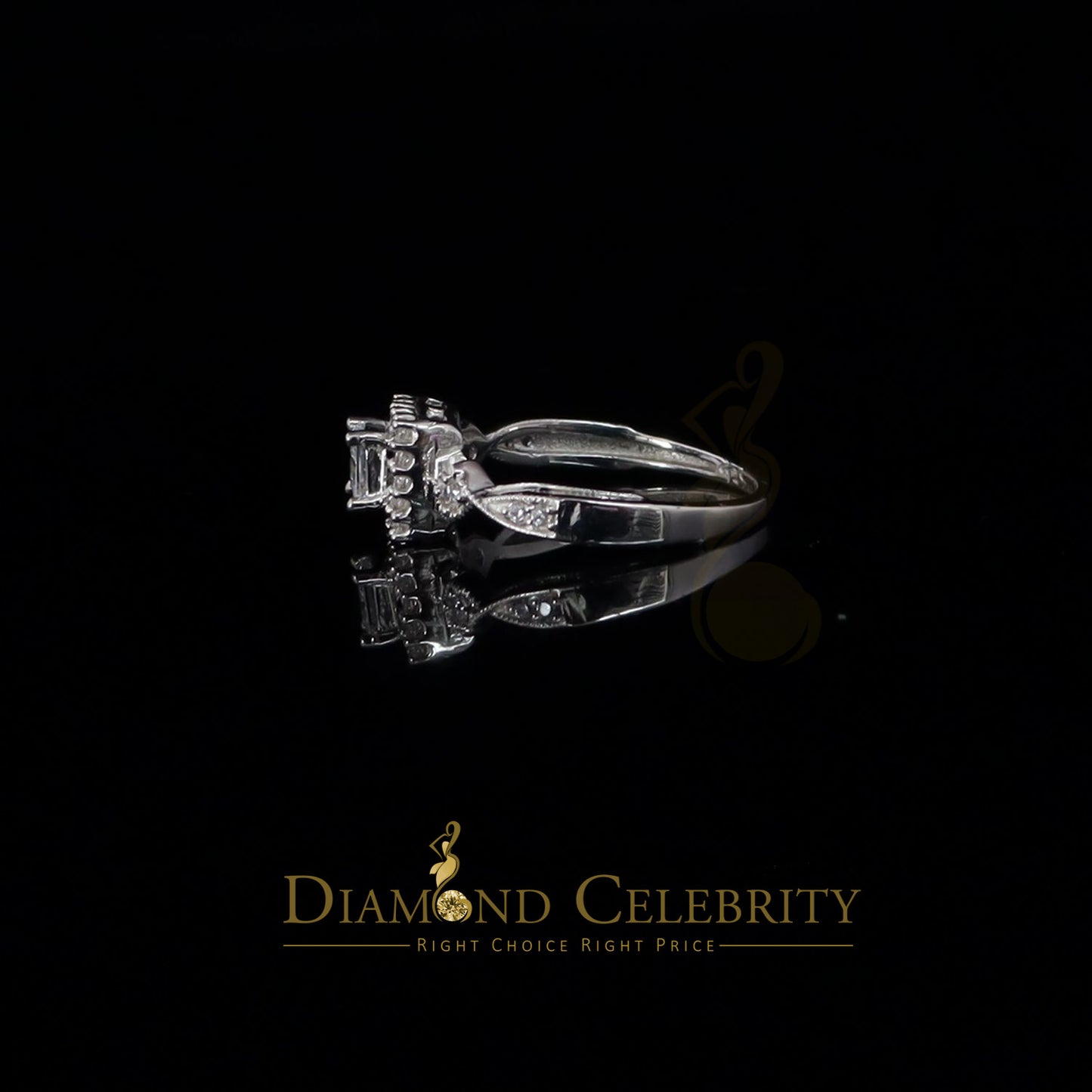 DiamondCelebritees 925 Silver White 0.75ct Square Shape Engagement CZ Women's Ring Size 7