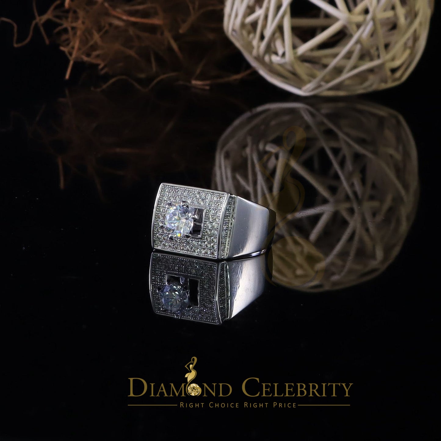 DiamondCelebritees Diamond Celebrity 6.0ct Cubic Zirconia White Silver Men's Square Ring Size 9