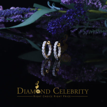 DiamondCelebritees 2.50ct Moissanite Yellow 925 Sterling Silver Women's In and Out Hoop Earrings