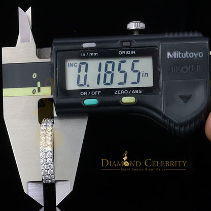 DiamondCelebritees Men's 1.50ct VVS D Silver White Moissanite 2 Row Wedding Band 925 Ring Size 10