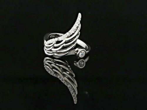 DiamondCelebritees 925 Sterling White Silver Angel Wing Ring Size 6.5 with 1.50ct Cubic Zirconia