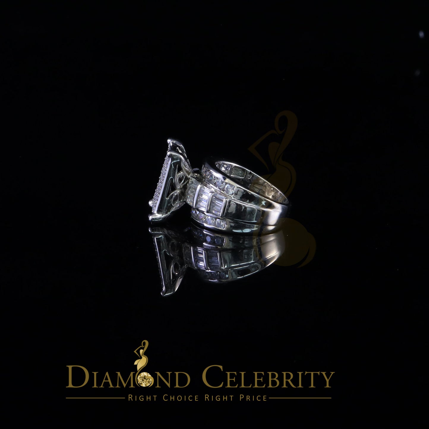 DiamondCelebritees 5.82ct Cubic Zirconia Cinderella 925 Silver White Engagement Women's Ring size 7