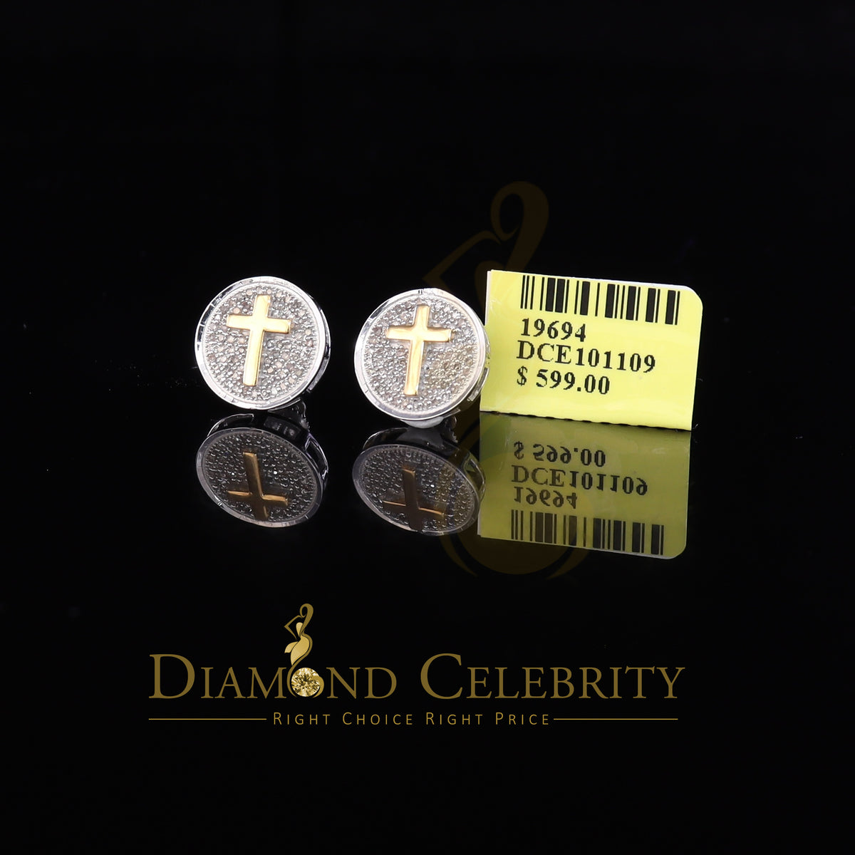 DiamondCelebritees 0.33ct Diamond 925 Sterling Silver White Round Earrings For Ladies & Gent's
